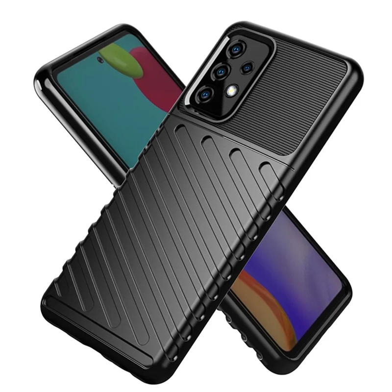 Seria Thunder, miękka obudowa z tworzywa TPU z tkaninową fakturą, wyciszenie uderzeń, do telefonu Samsung Galaxy A52 4G / 5G / A52s 5G - Czarny