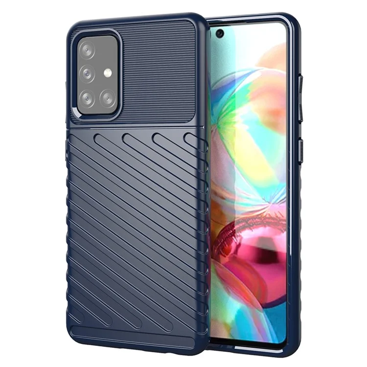 Thunder -serie Twill Textur Design -hülle Für Samsung Galaxy A72 4G/5G Soft TPU Telefonschale - Blau