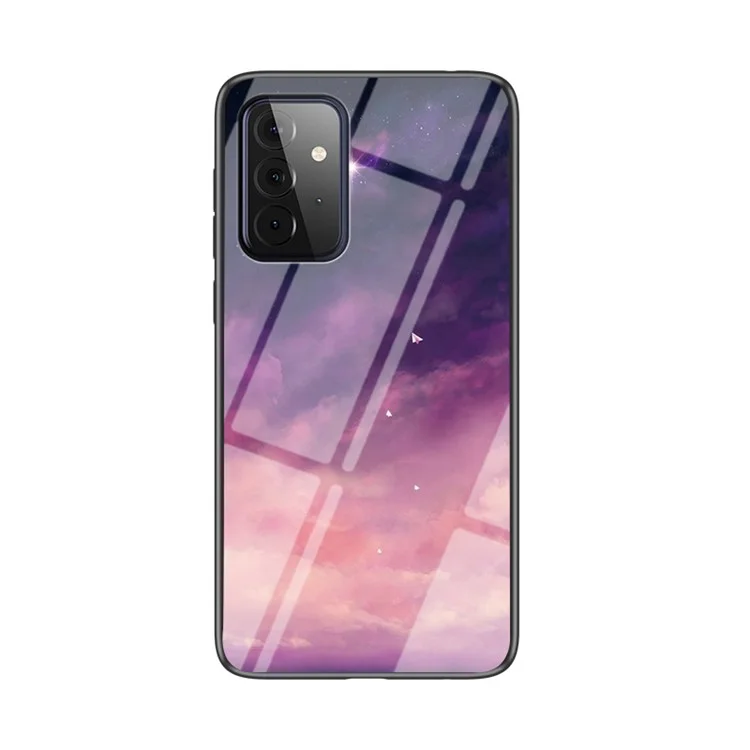 Coque en verre avec motif ciel étoilé pour Samsung Galaxy A72 4G/5G - Ciel violet