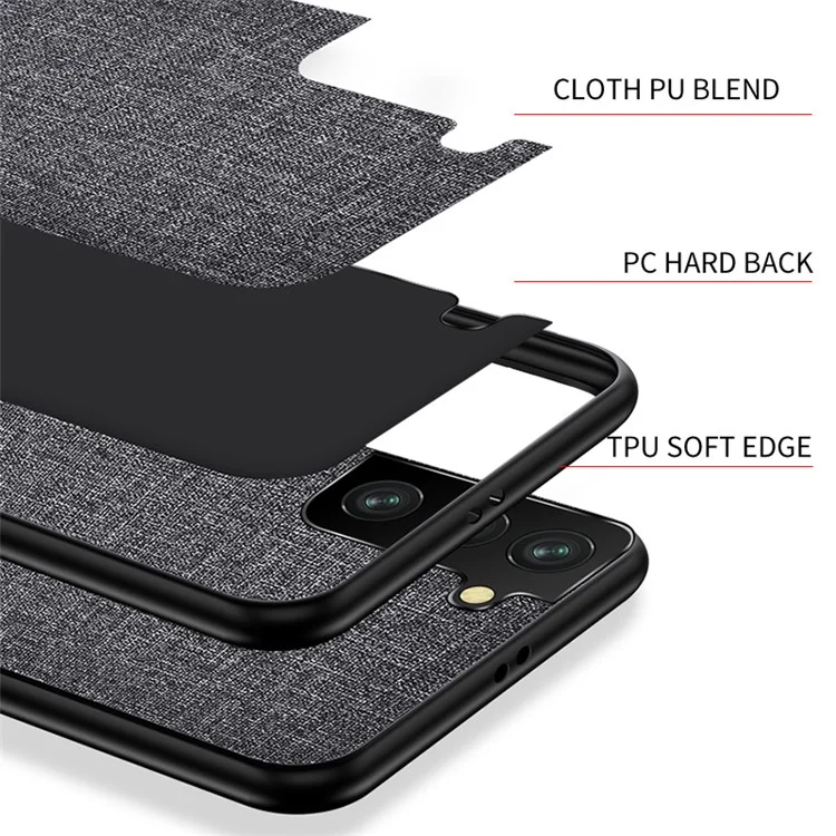 TPU + PC + Cloth Phone Case Cover для Samsung Galaxy S21+ 5G - Серый