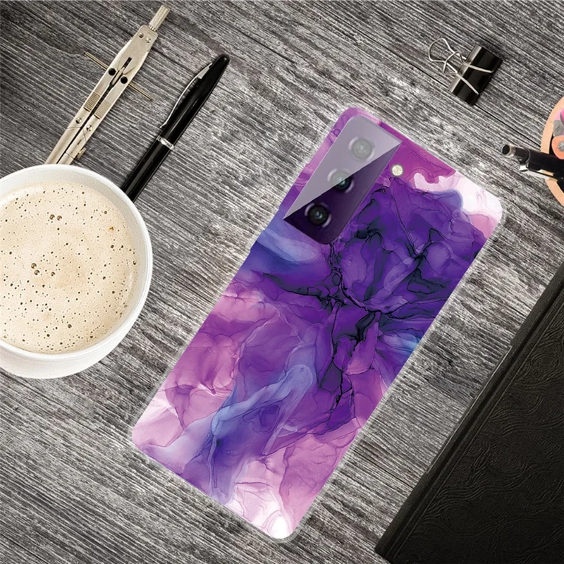 For Samsung Galaxy S21+ 5G Case Clear TPU Marble Pattern Printing Protector Cover - Style F
