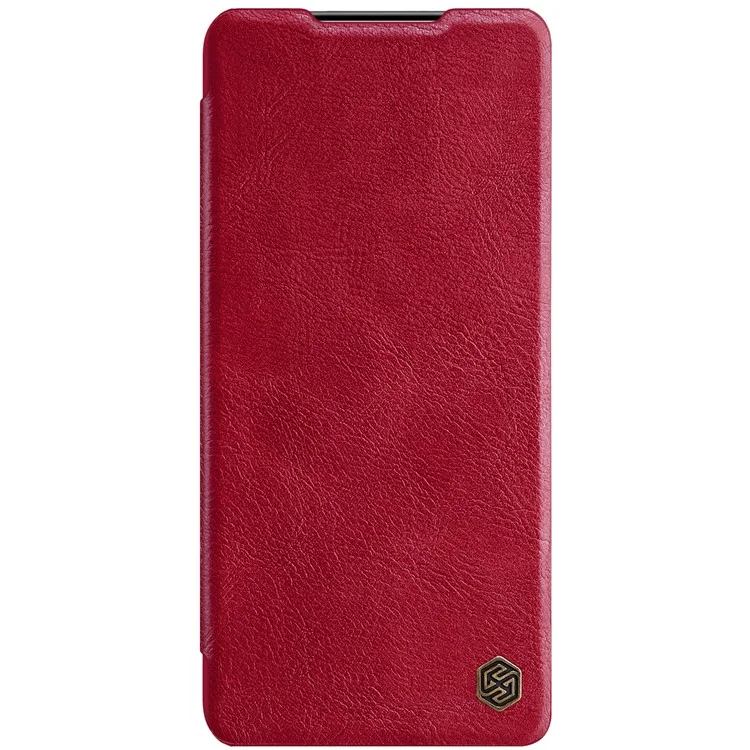 Série Nillkin Qin Para Samsung Galaxy S21+ 5G Caixa de Couro à Prova de Choques Capa de Couro Com Suporte de Cartão - Vermelho