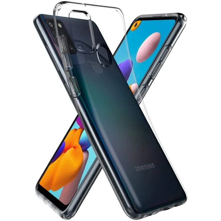 For Samsung Galaxy A21s TPU Case Anti-fingerprint See-through Transparent Clear Soft Cover