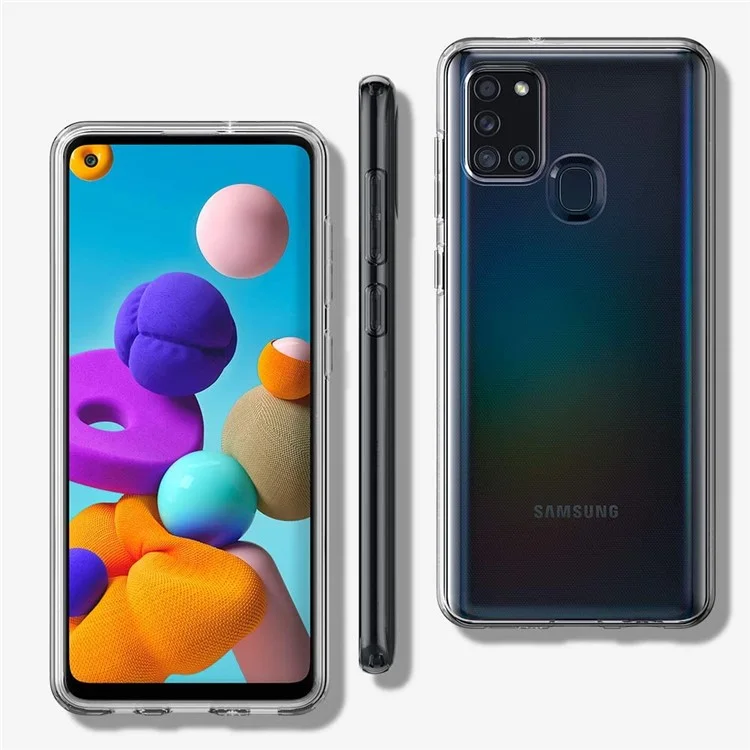 For Samsung Galaxy A21s TPU Case Anti-fingerprint See-through Transparent Clear Soft Cover