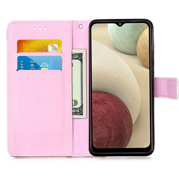 TPU + PU Leather Wallet Stand Case with Pattern Printing for Samsung Galaxy A12/M12 - Panda