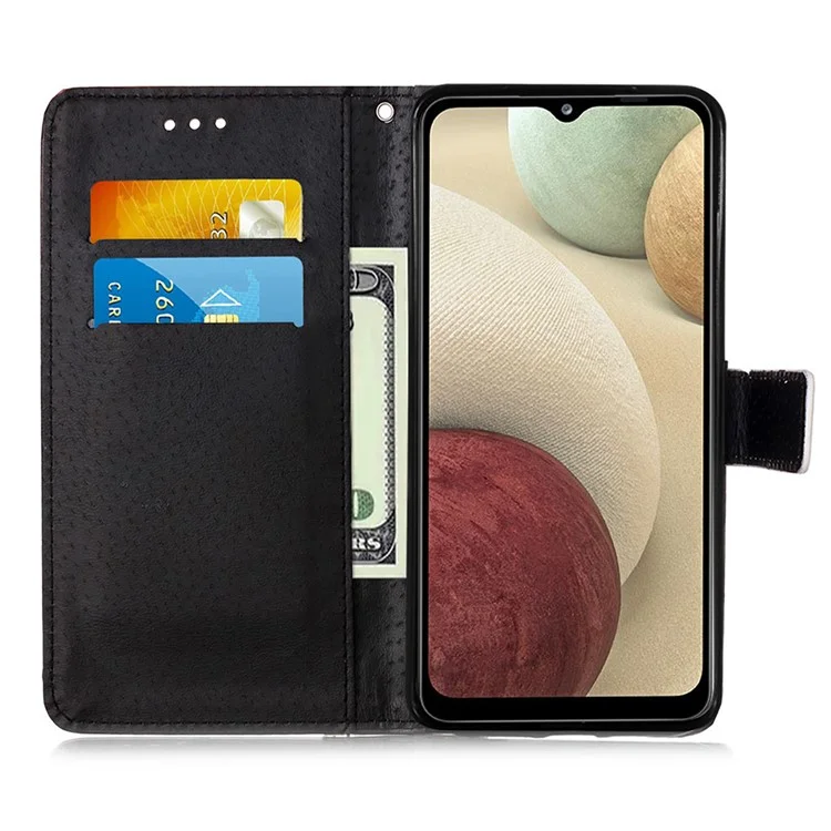 Case de Billetera de Cuero TPU + PU Con Impresión de Patrones Para Samsung Galaxy A12/M12 - Reflexión