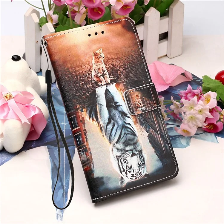 Case de Billetera de Cuero TPU + PU Con Impresión de Patrones Para Samsung Galaxy A12/M12 - Reflexión