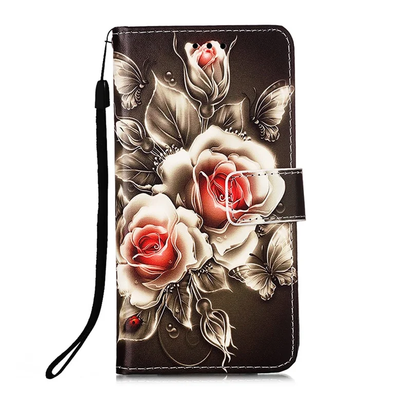 TPU + PU Leather Wallet Stand Case with Pattern Printing for Samsung Galaxy A12/M12 - Vivid Flower