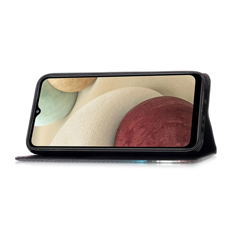 TPU + PU Leather Wallet Stand Case with Pattern Printing for Samsung Galaxy A12/M12 - Vivid Flower