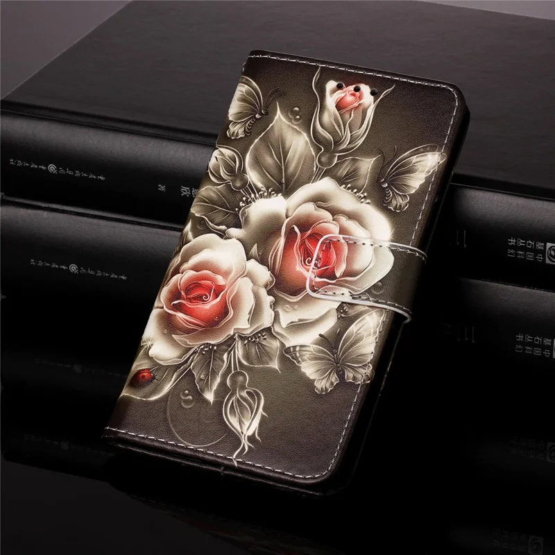 TPU + PU Leather Wallet Stand Case with Pattern Printing for Samsung Galaxy A12/M12 - Vivid Flower