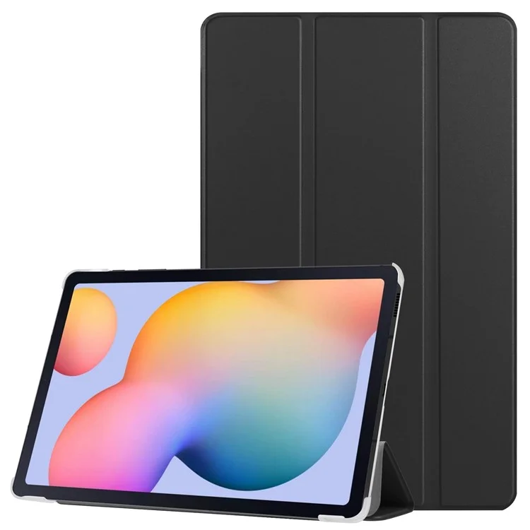 Funda protectora plegable de trifold de piel de poliuretano a prueba de huellas dactilares y arañazos para Samsung Galaxy Tab A7 10.4 (2022) / (2020) - Negro