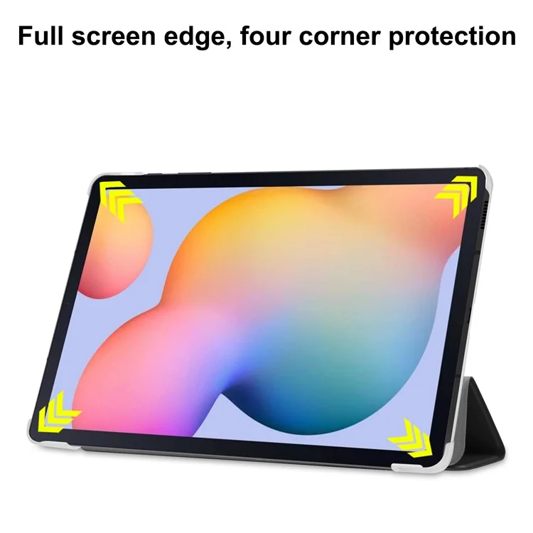 Funda protectora plegable de trifold de piel de poliuretano a prueba de huellas dactilares y arañazos para Samsung Galaxy Tab A7 10.4 (2022) / (2020) - Negro