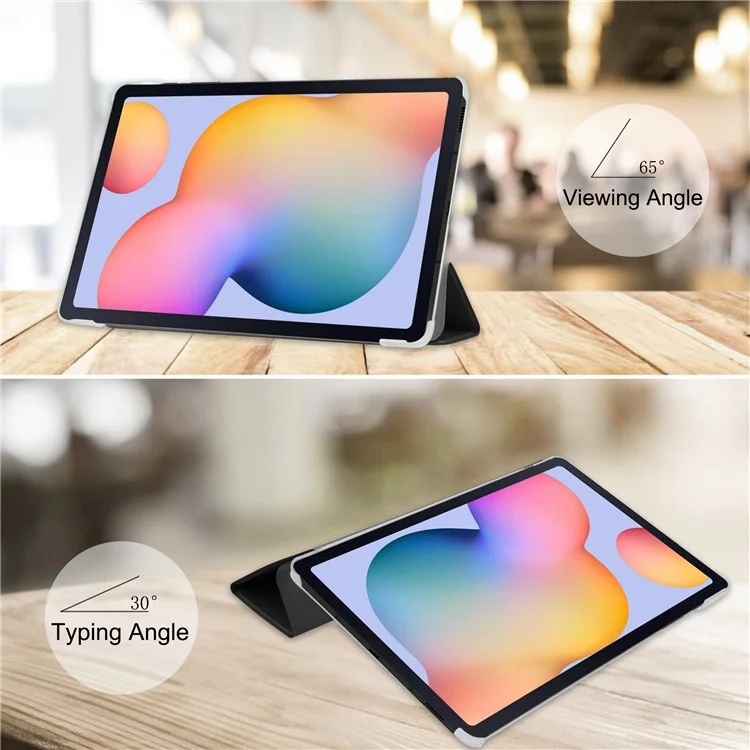 Funda protectora plegable de trifold de piel de poliuretano a prueba de huellas dactilares y arañazos para Samsung Galaxy Tab A7 10.4 (2022) / (2020) - Negro