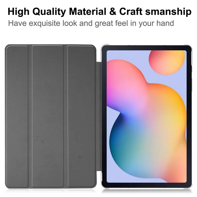 Funda protectora plegable de trifold de piel de poliuretano a prueba de huellas dactilares y arañazos para Samsung Galaxy Tab A7 10.4 (2022) / (2020) - Negro
