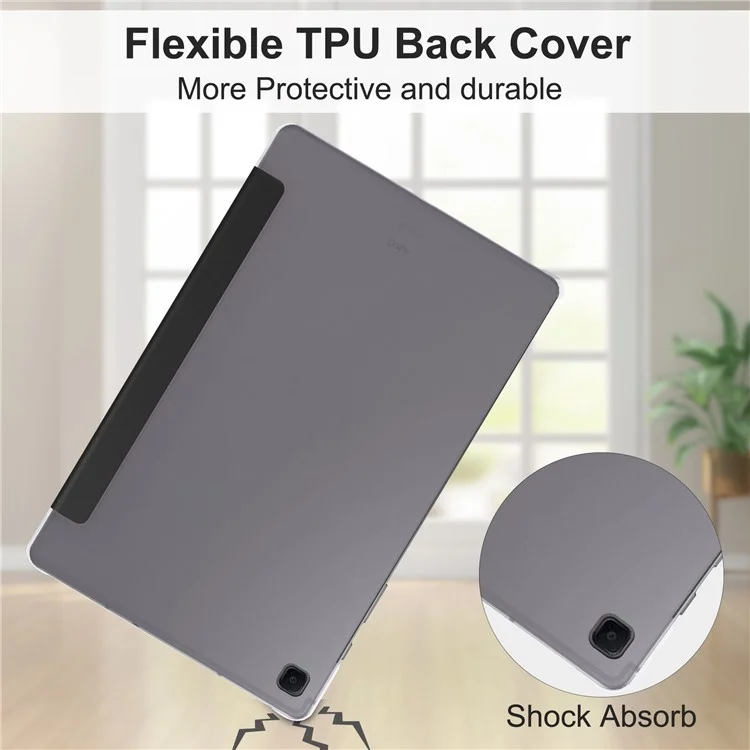 Funda protectora plegable de trifold de piel de poliuretano a prueba de huellas dactilares y arañazos para Samsung Galaxy Tab A7 10.4 (2022) / (2020) - Negro
