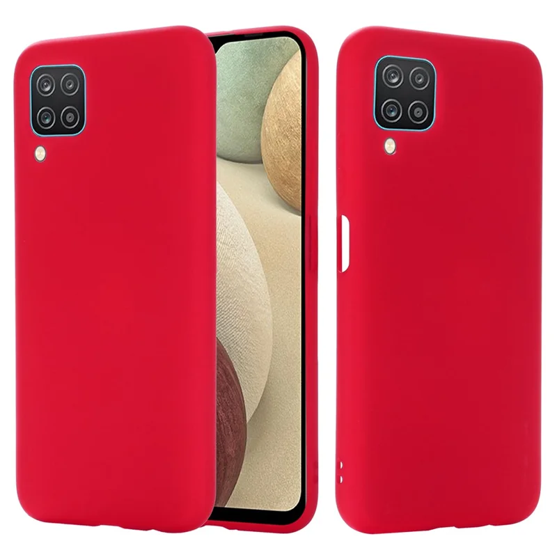 Shockproof Soft Liquid Silicone Phone Case for Samsung Galaxy A12 - Red