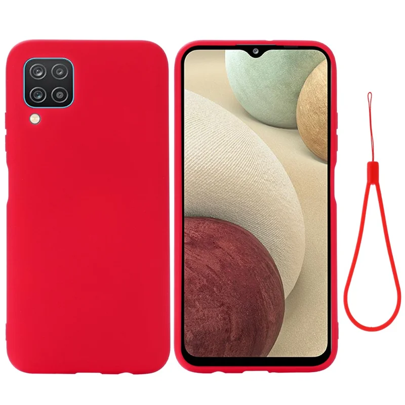 Shockproof Soft Liquid Silicone Phone Case for Samsung Galaxy A12 - Red