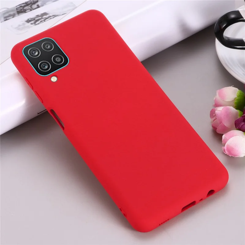 Shockproof Soft Liquid Silicone Phone Case for Samsung Galaxy A12 - Red