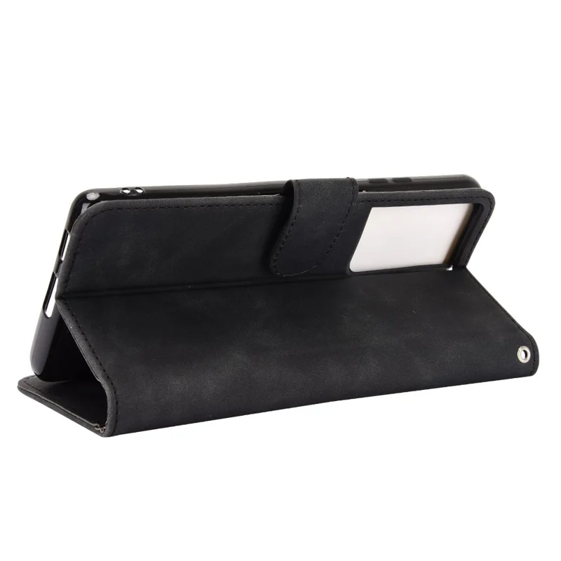 Delicate PU Leder Brieftasche Handy -hülle Für Samsung Galaxy S21 Ultra 5G - Schwarz