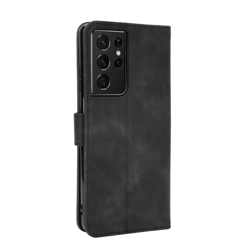 Delicate PU Leder Brieftasche Handy -hülle Für Samsung Galaxy S21 Ultra 5G - Schwarz