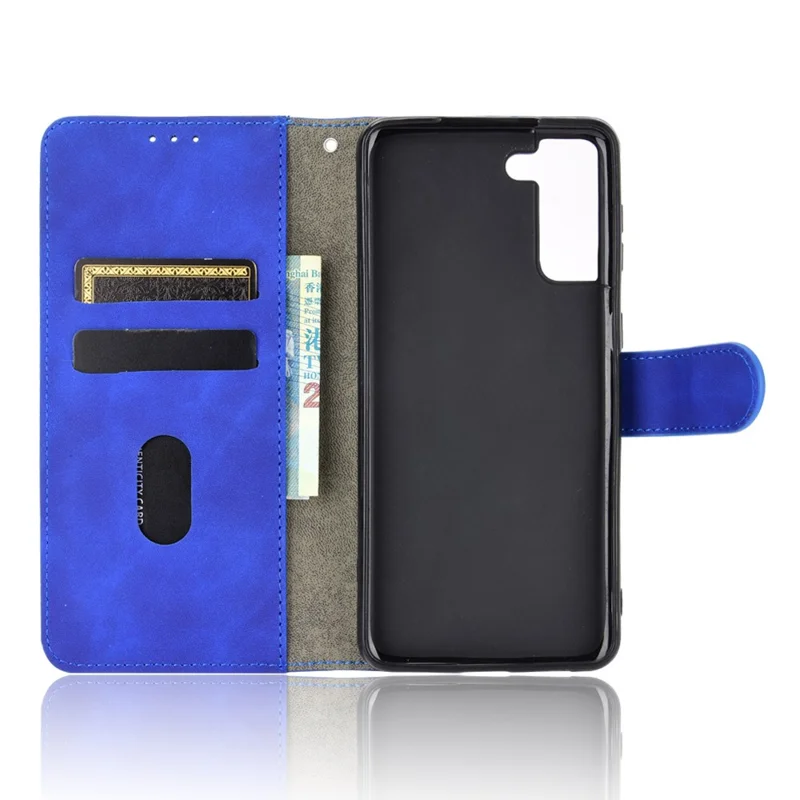 Delicate PU Leder Brieftasche Handy -hülle Für Samsung Galaxy S21 4G/5G - Schwarz