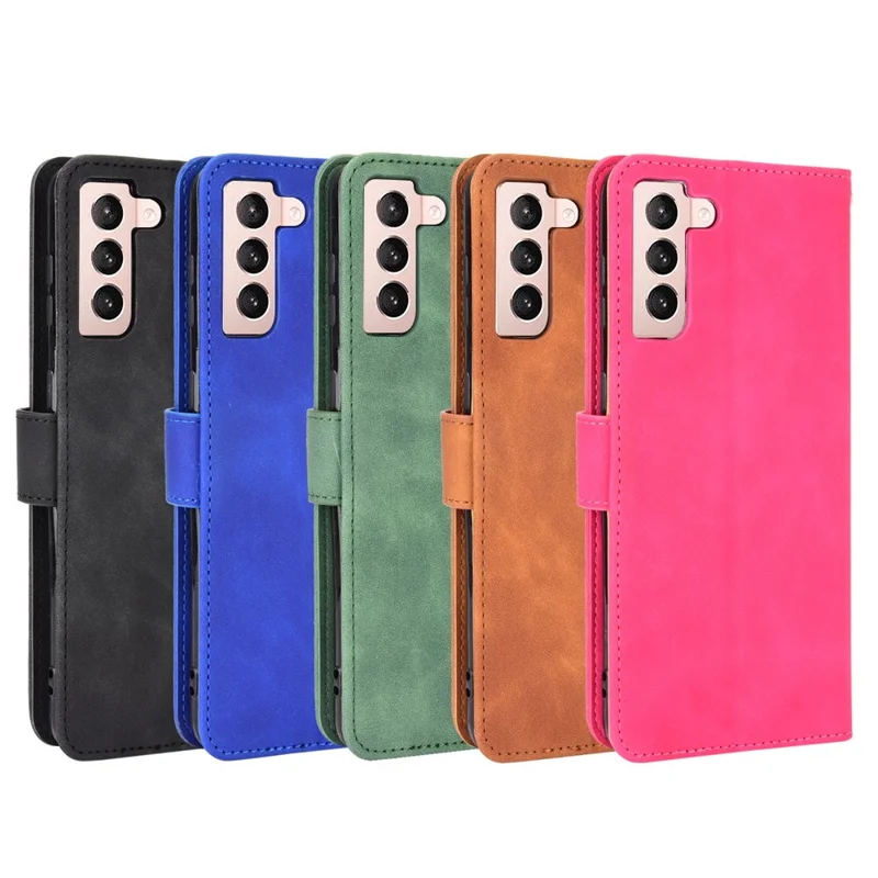 Delicate PU Leder Brieftasche Handy -hülle Für Samsung Galaxy S21 4G/5G - Schwarz