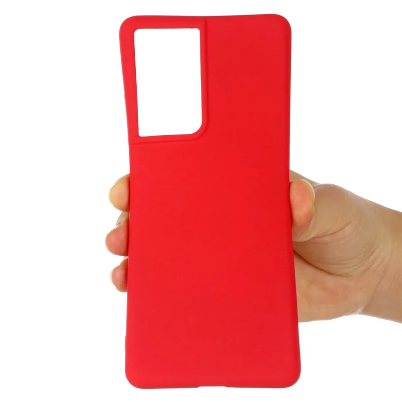 For Samsung Galaxy S21 Ultra 5G Shockproof Soft Liquid Silicone Cover Mobile Phone Shell Protection Case - Red