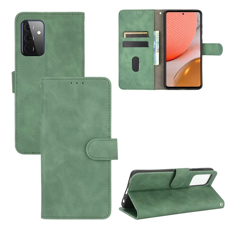 Delicada Caja de Teléfonos Celulares de Billetera de Cuero PU Para Samsung Galaxy A72 5G / A72 4G - Verde