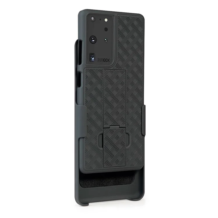 Тканая текстурная встроенная подставка PC Hard Case для Samsung Galaxy S21 Ultra 5G