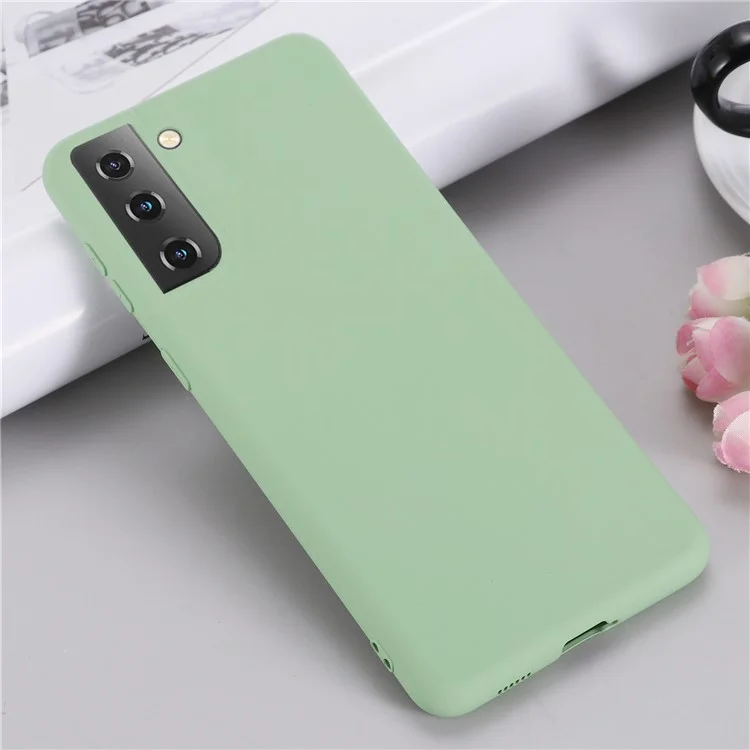 For Samsung Galaxy S21 4G/5G Shockproof Soft Liquid Silicone Phone Case Mobile Phone Covering Shell - Green