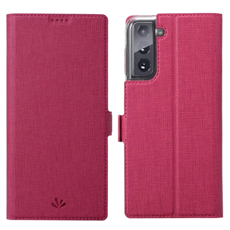 VILI DMK Portefeuille en cuir avec support magnétique Suction Style Cell Phone Cover pour Samsung Galaxy S21 4G/5G - Rouge