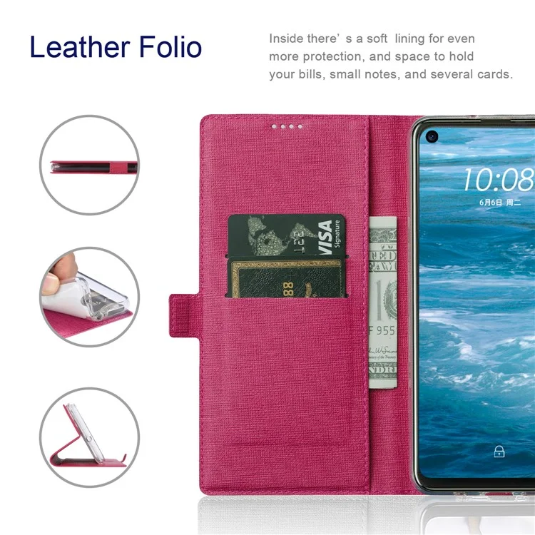 VILI DMK Portefeuille en cuir avec support magnétique Suction Style Cell Phone Cover pour Samsung Galaxy S21 4G/5G - Rouge