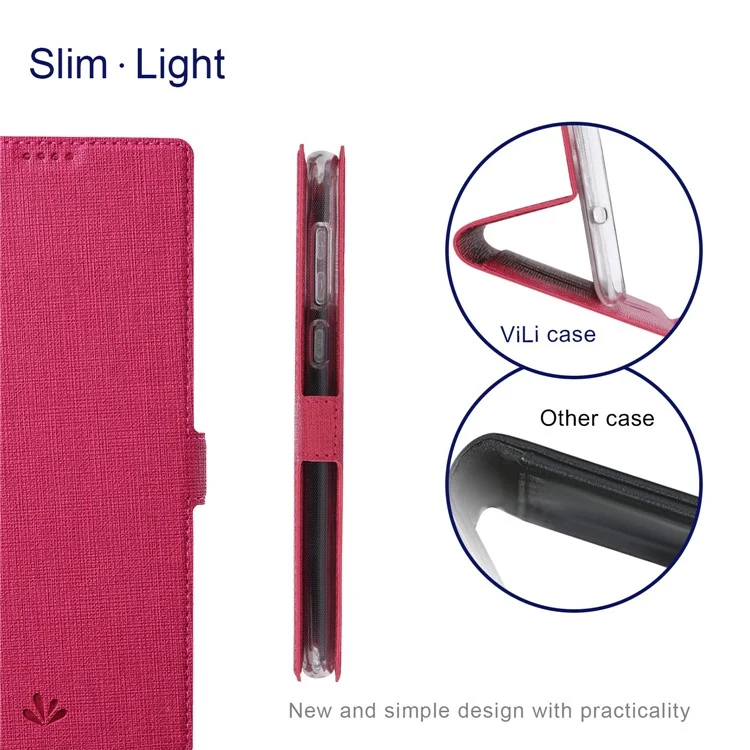 VILI DMK Portefeuille en cuir avec support magnétique Suction Style Cell Phone Cover pour Samsung Galaxy S21 4G/5G - Rouge