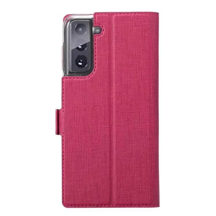 VILI DMK Portefeuille en cuir avec support magnétique Suction Style Cell Phone Cover pour Samsung Galaxy S21 4G/5G - Rouge