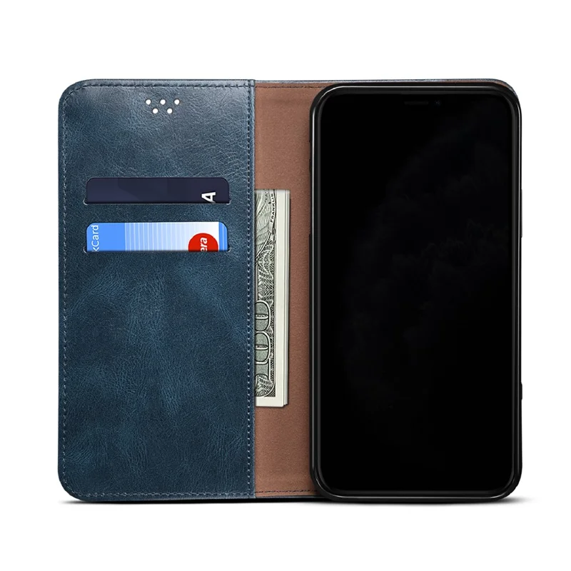 Waxy Crazy Horse Texture TPU + PU Leather Case Cover for Samsung Galaxy A12 - Blue