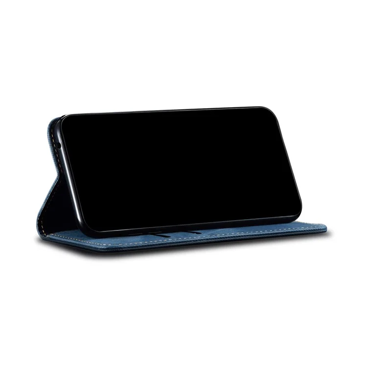 Cubierta Protectora de Teléfonos Móviles de Cuero Para la Billetera de Textura de Jeans Para Samsung Galaxy A72 5G / A72 4G - Azul