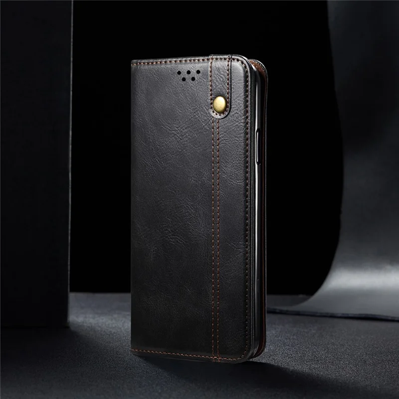 Waxy Crazy Horse Texture TPU + PU Leather Case Cover for Samsung Galaxy A32 5G/M32 5G - Black