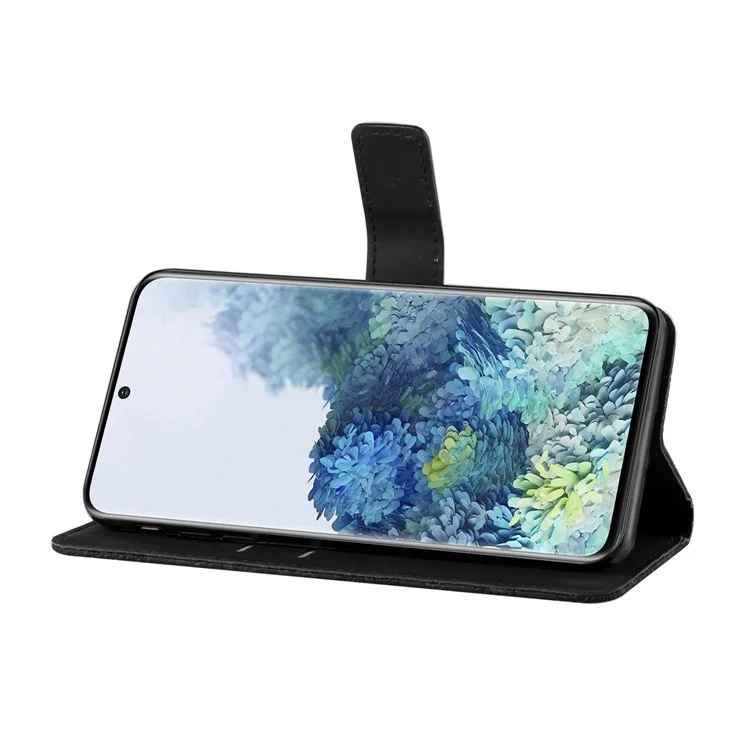 Impresión de Estuche Étnico Flower Wallet Case Para Samsung Galaxy S20 fe 4g/fe 5G/S20 Lite/S20 fe 2022 - Negro