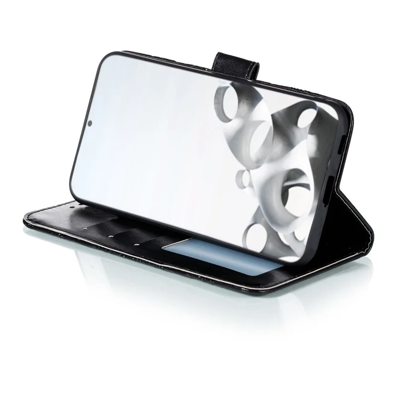 Impressão Mandala Flor de Couro de Flores Capa Para Samsung Galaxy S21 4g/5g Stand Estocando - Preto