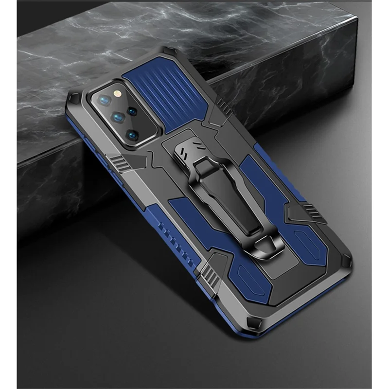 Back Clip Plastic + TPU Hybrid Case Kickstand Shell for Samsung Galaxy S20 FE 4G/FE 5G/S20 Lite/S20 FE 2022 - Blue