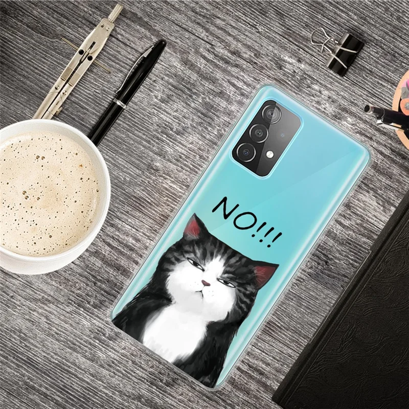 Pattern Printing Soft TPU Cell Phone Cover for Samsung Galaxy A52 4G/5G / A52s 5G - Cat