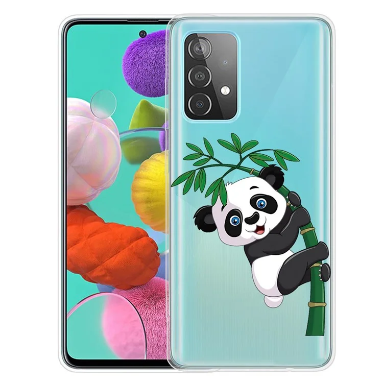 Pattern Printing Flexible TPU Phone Case for Samsung Galaxy A32 5G/M32 5G - Panda and Bamboo