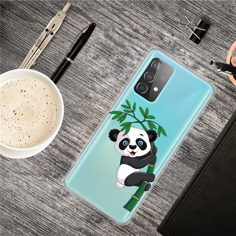 Pattern Printing Flexible TPU Phone Case for Samsung Galaxy A32 5G/M32 5G - Panda and Bamboo