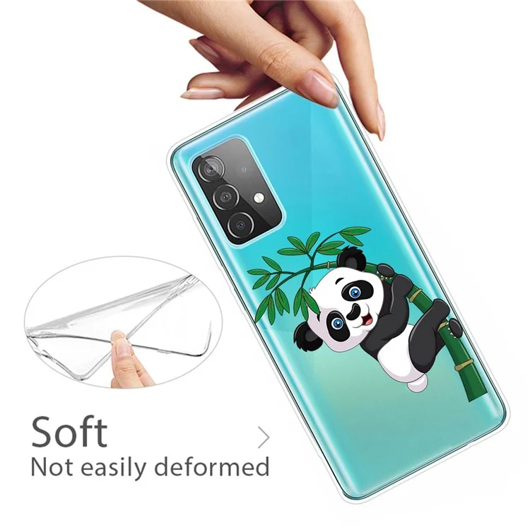 Pattern Printing Flexible TPU Phone Case for Samsung Galaxy A32 5G/M32 5G - Panda and Bamboo