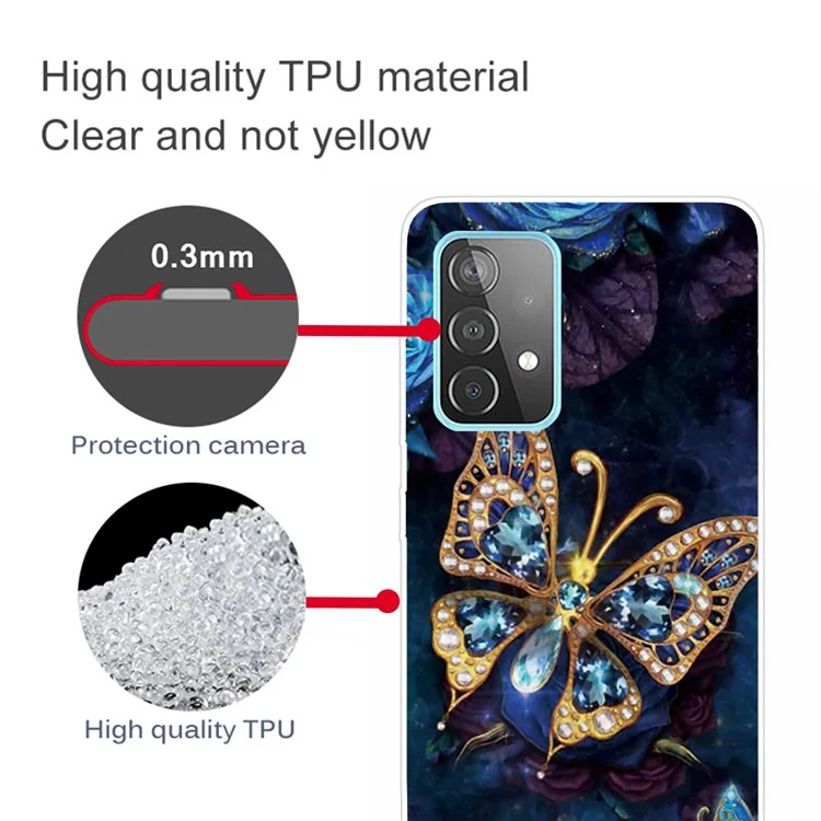 Pattern Printing Flexible TPU Phone Case for Samsung Galaxy A32 5G/M32 5G - Beautiful Butterfly
