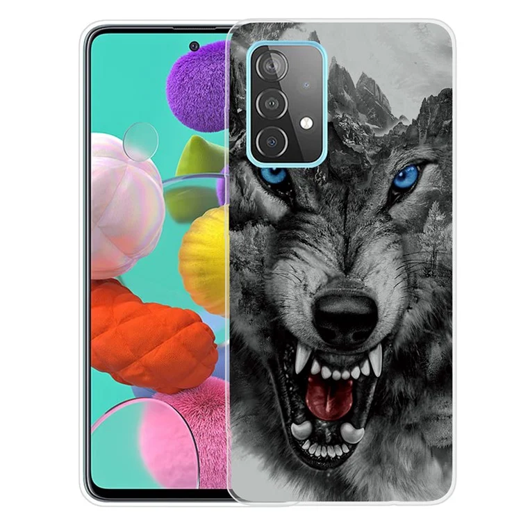 Pattern Printing Flexible TPU Phone Case for Samsung Galaxy A32 5G/M32 5G - Scary Wolf