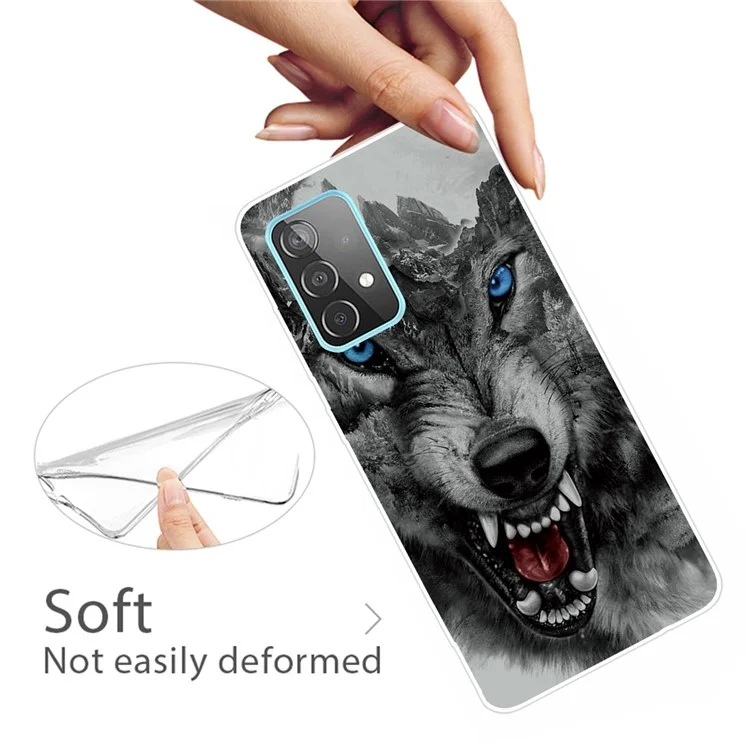 Pattern Printing Flexible TPU Phone Case for Samsung Galaxy A32 5G/M32 5G - Scary Wolf