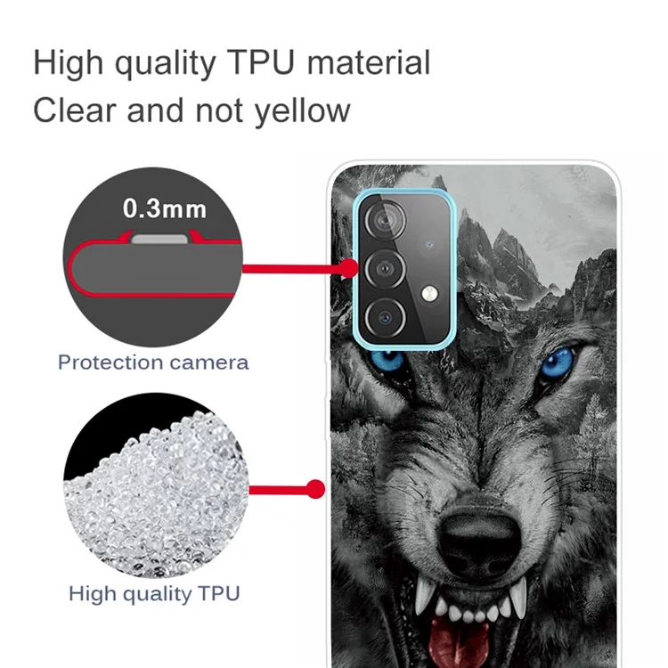 Pattern Printing Flexible TPU Phone Case for Samsung Galaxy A32 5G/M32 5G - Scary Wolf