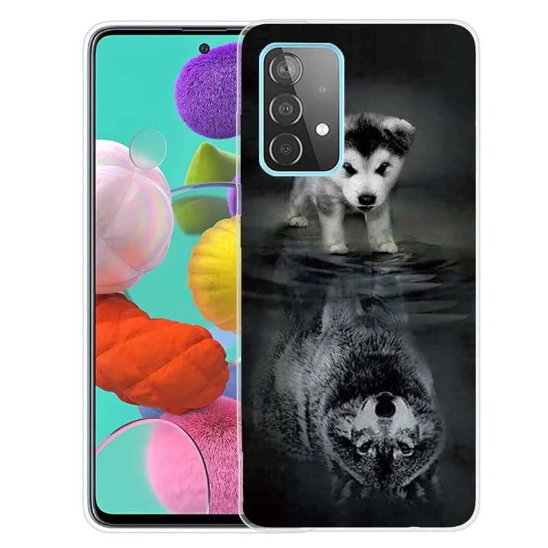 Animals Pattern Printing Series Ultra Clear TPU Phone Cover Case for Samsung Galaxy A32 5G/M32 5G - Dog/Wolf