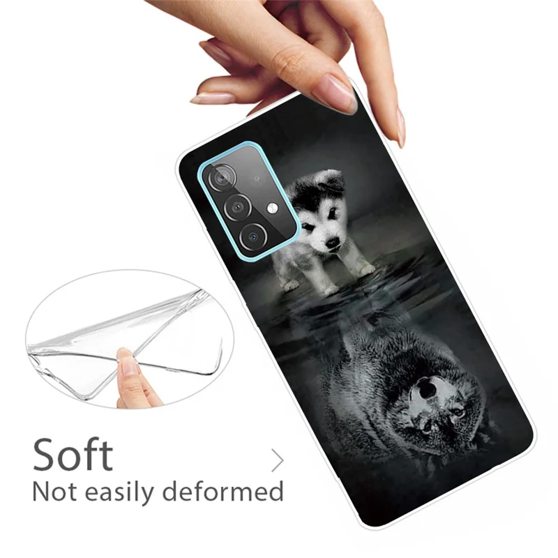 Animals Pattern Printing Series Ultra Clear TPU Phone Cover Case for Samsung Galaxy A32 5G/M32 5G - Dog/Wolf